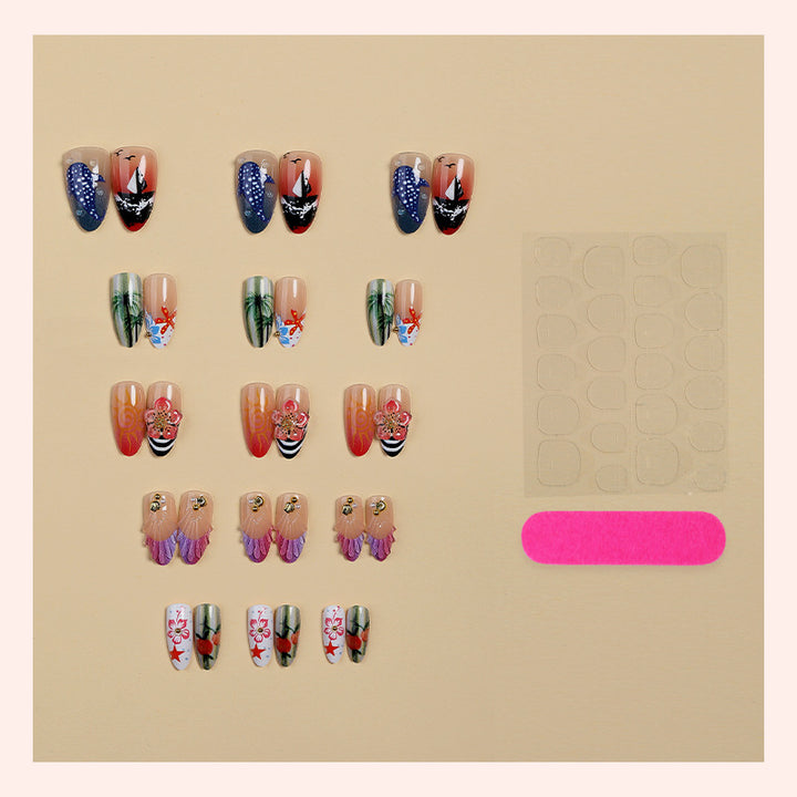 Artistic Coastal Themed Press-On Nail Set kalsten