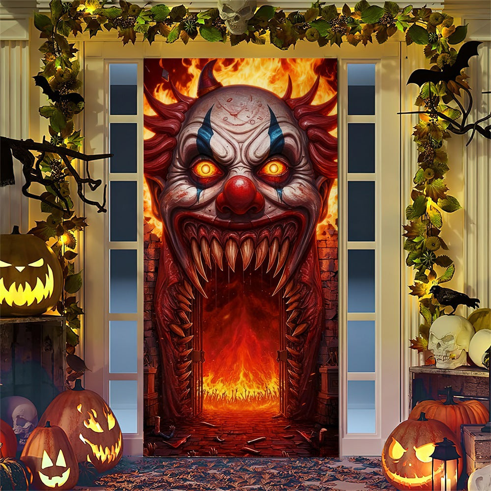 Halloween door poster with large-format Grim Reaper illustration and reusable PVC tarp fabric