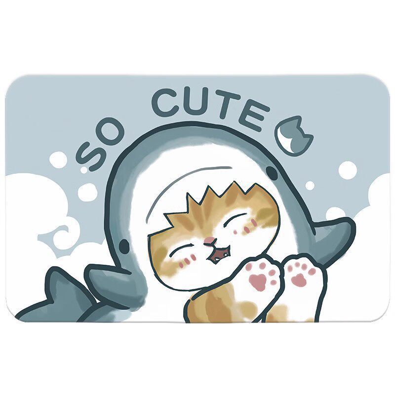 Cute Cat-Themed Plush Bath Mat