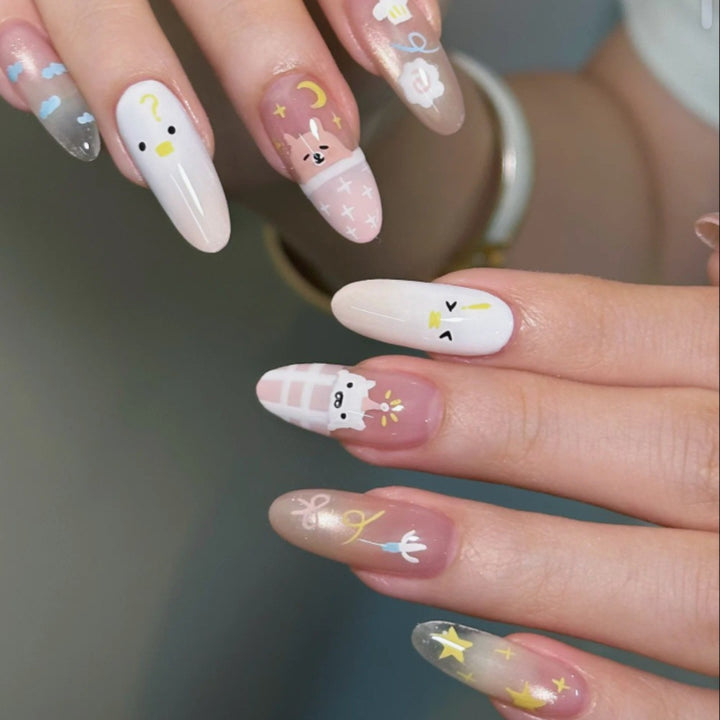 Glossy French Tip Press-On Nails Kalsten 1787395092