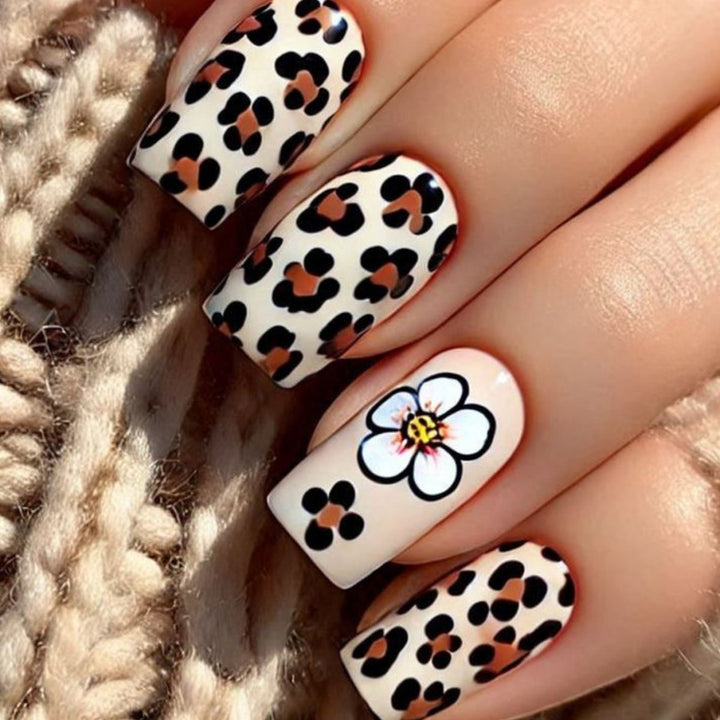 Stylish Leopard Print Acrylic Nail Art Extensions Kalsten