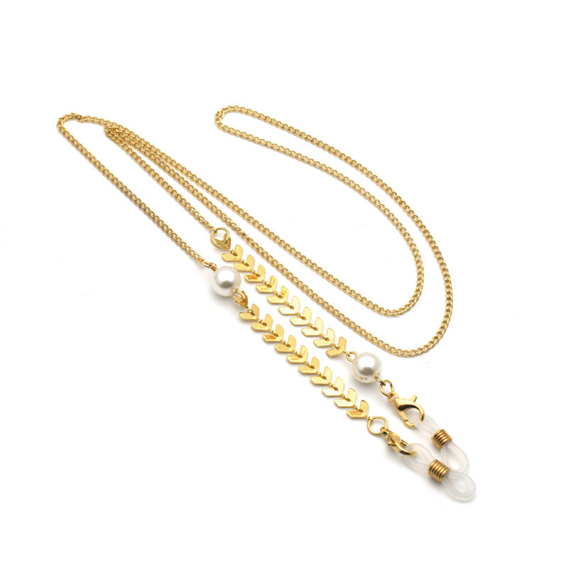 Elegant Pearl-Accented Chain Eyewear Holder Kalsten