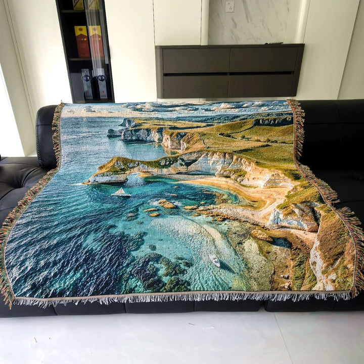 Scenic Coastal Landscape Throw Blanket