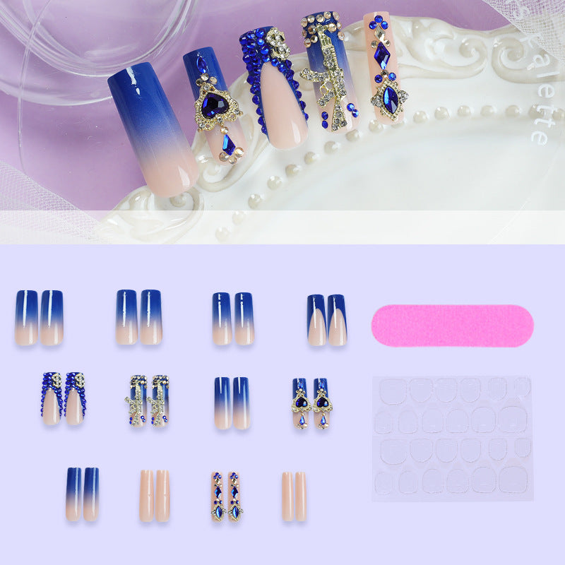 Acrylic nail set with elegant ombre design and sparkling embellishments Kalsten