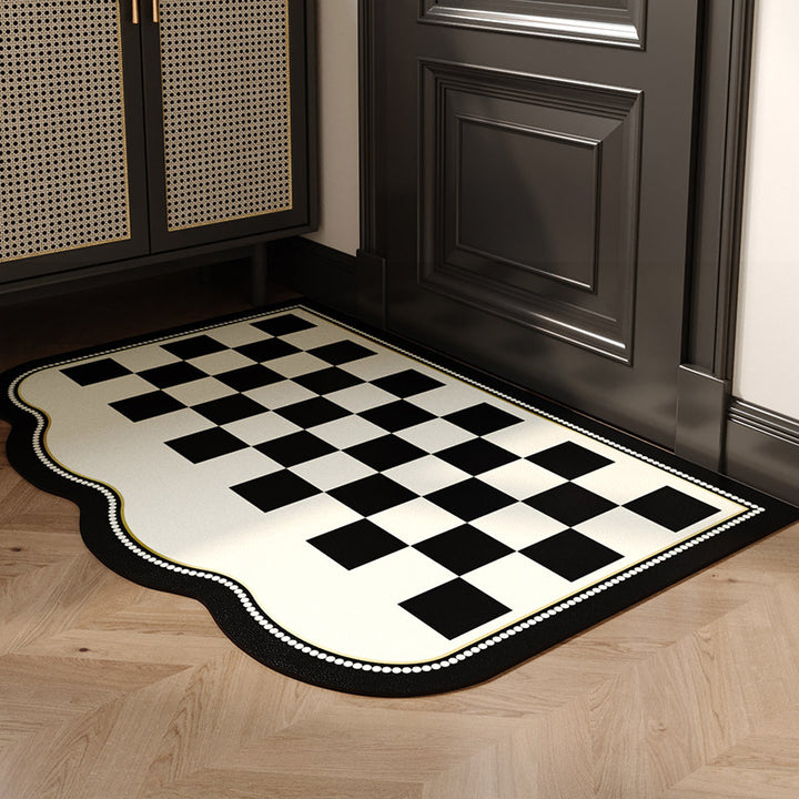 Decorative Checkerboard Entrance Mat for Home Entryway