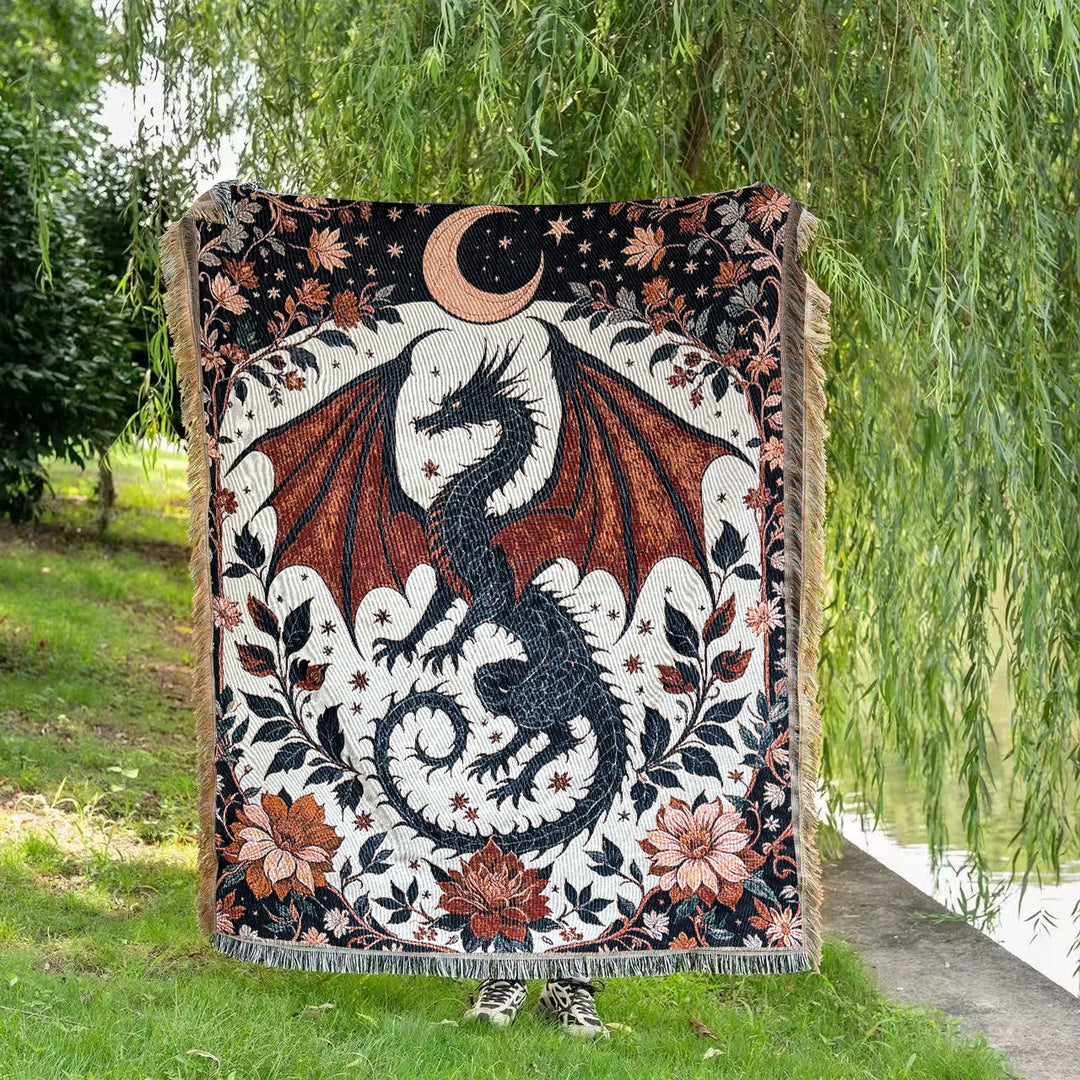 Bohemian Dragon Tapestry Throw Blanket