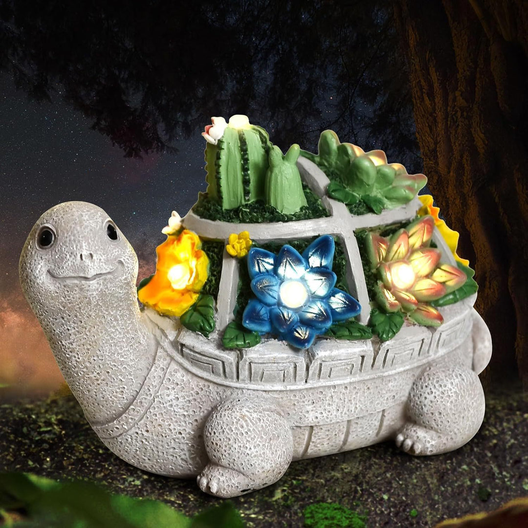 Solar Powered Succulent Turtle Garden Planter Night Light Ornament Kalsten