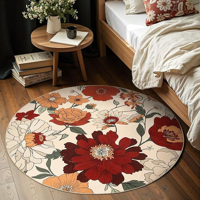 Round Flower Pattern Rug