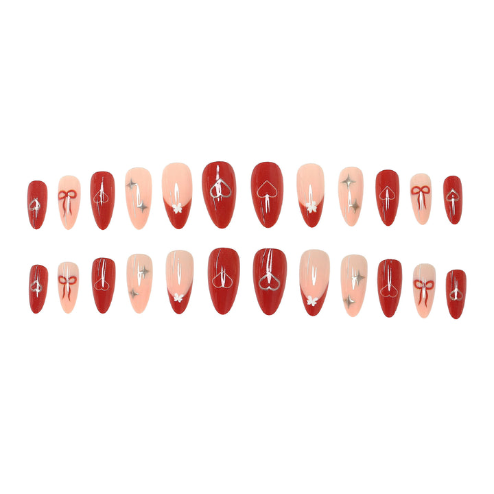 Romantic Heart-Themed Press-On Nail Art