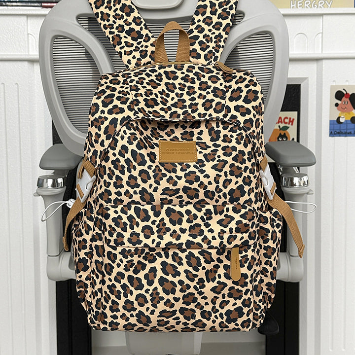 Playful Leopard Print School Backpack Kalsten