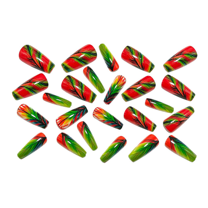Creative artificial nails with tropical leaf design Kalsten
