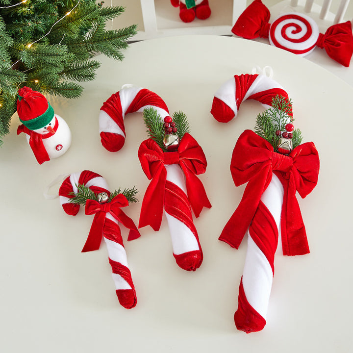 Velvety Christmas Candy Cane Decoration Set