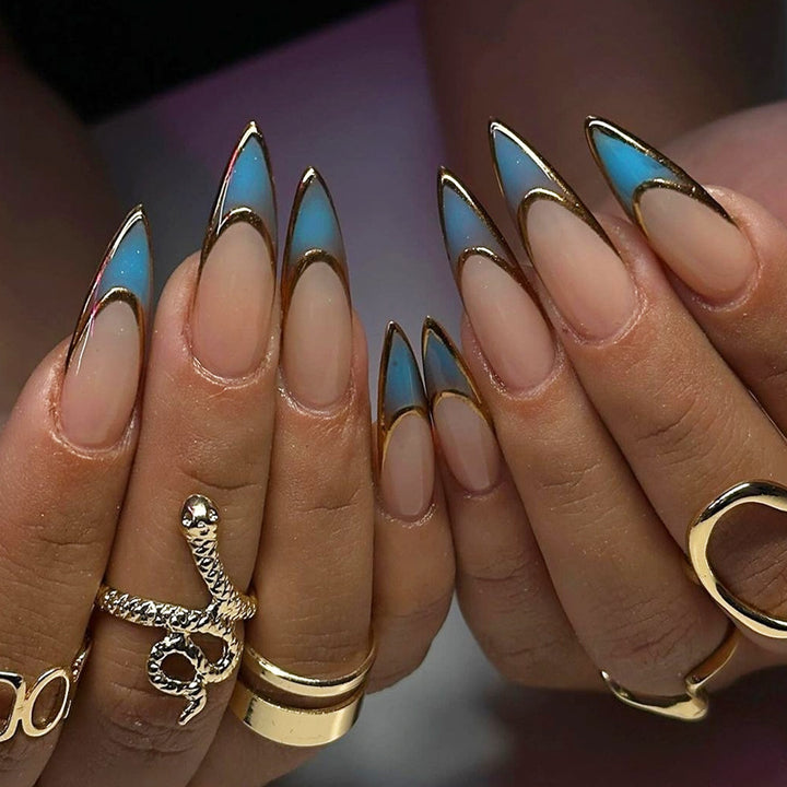 Creative Press-On Nail Set with Elegant Artistic Designs kalsten