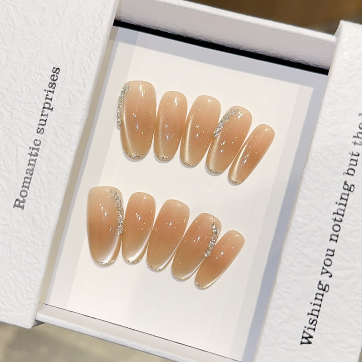 Elegant artificial nail tips with glitter details Kalsten
