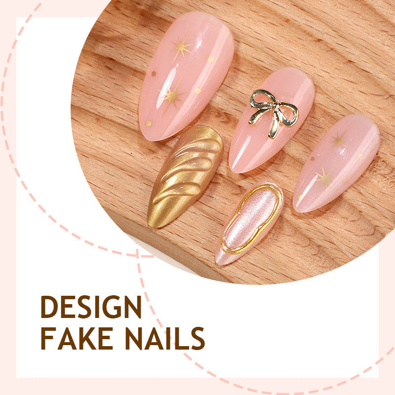 Artificial nail set with elegant golden accents Kalsten