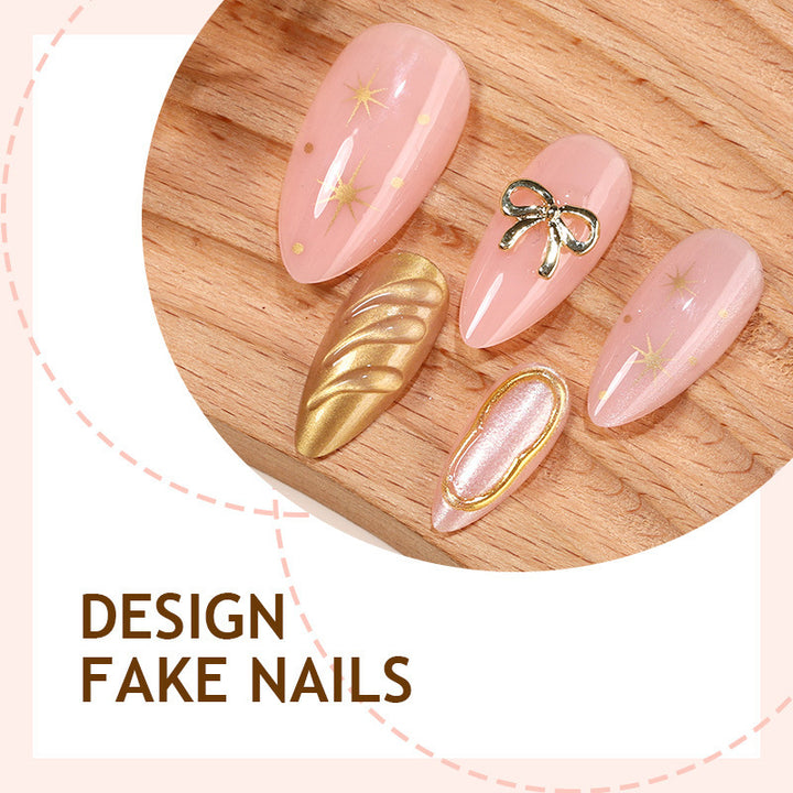 Artificial nail set with elegant golden accents Kalsten