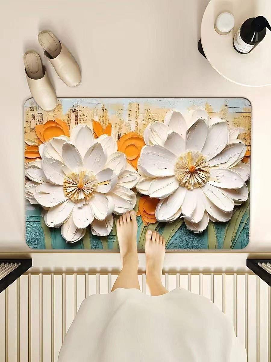 Luxurious Floral Design Bath Mat