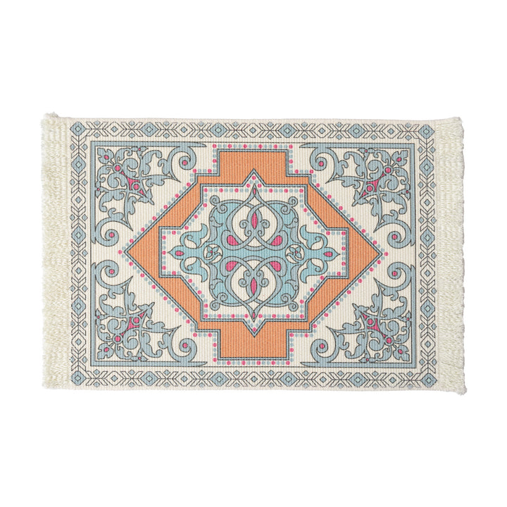 Rectangular short-pile rug in oriental medallion design with fringes Kalsten