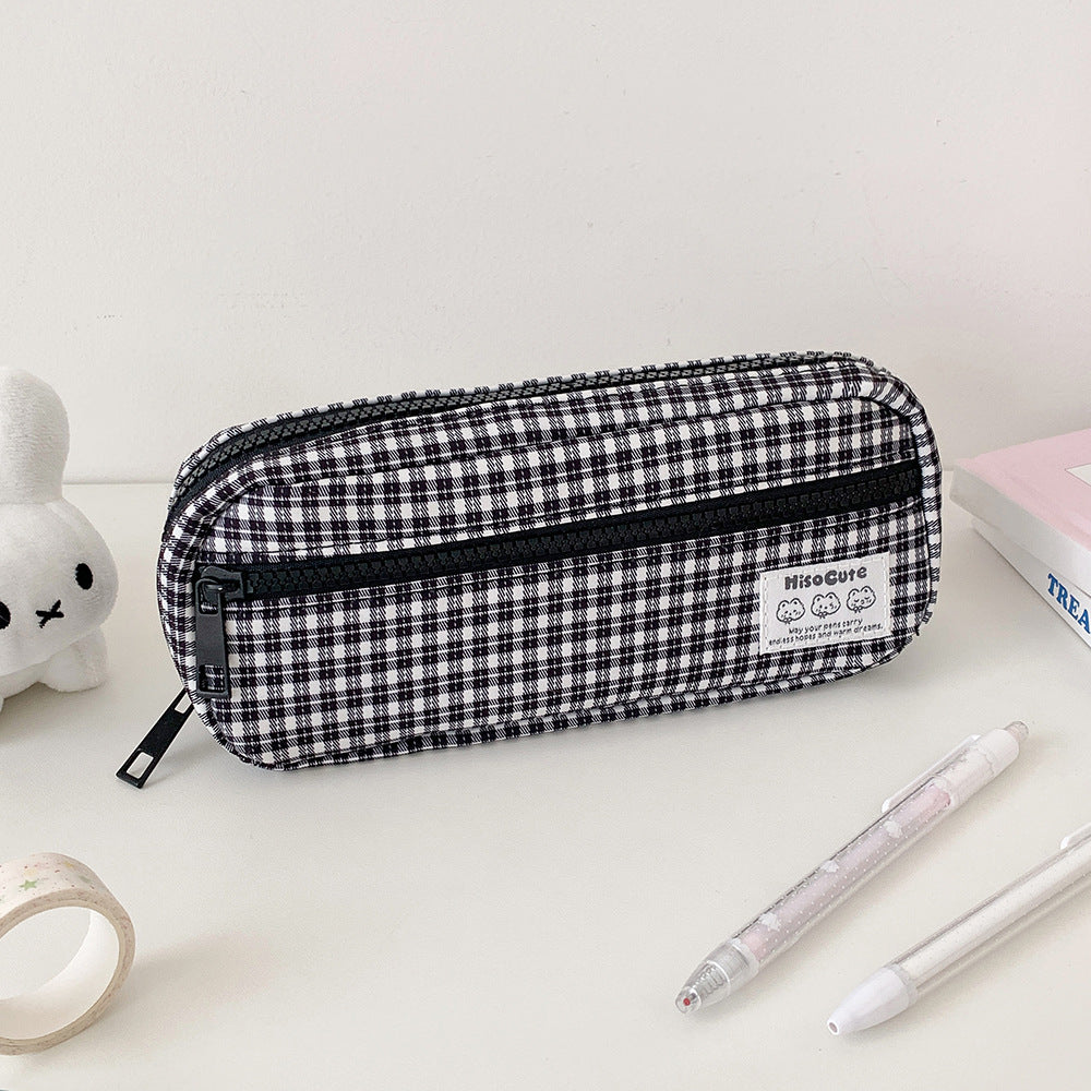 Stylish Gingham Checkered Pencil Case Kalsten