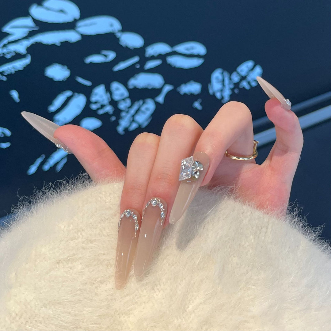 Rhinestone-Embellished Stiletto Press-On Nails Kalsten