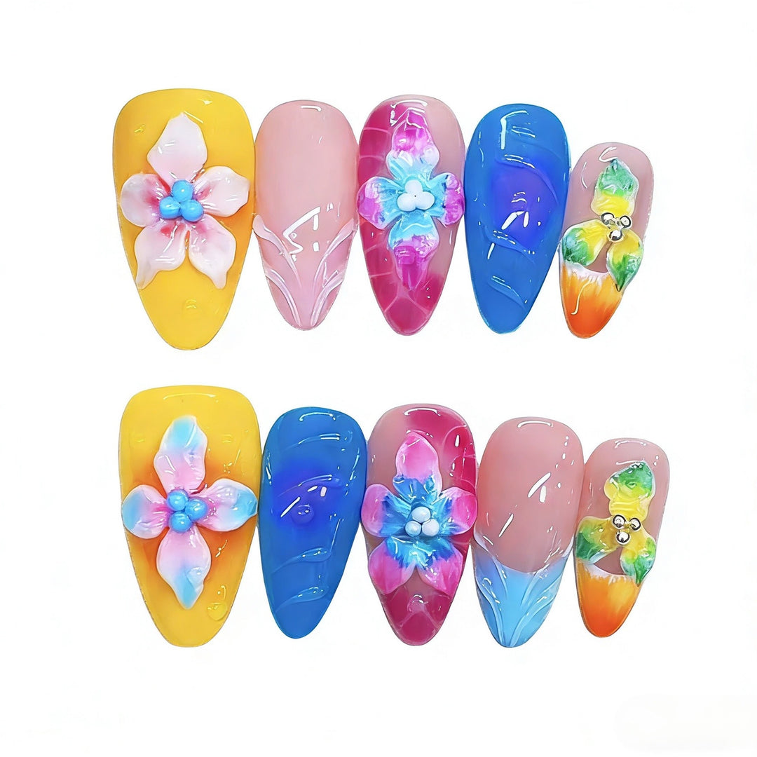 Artistic Floral Press-On Nail Art Set Kalsten