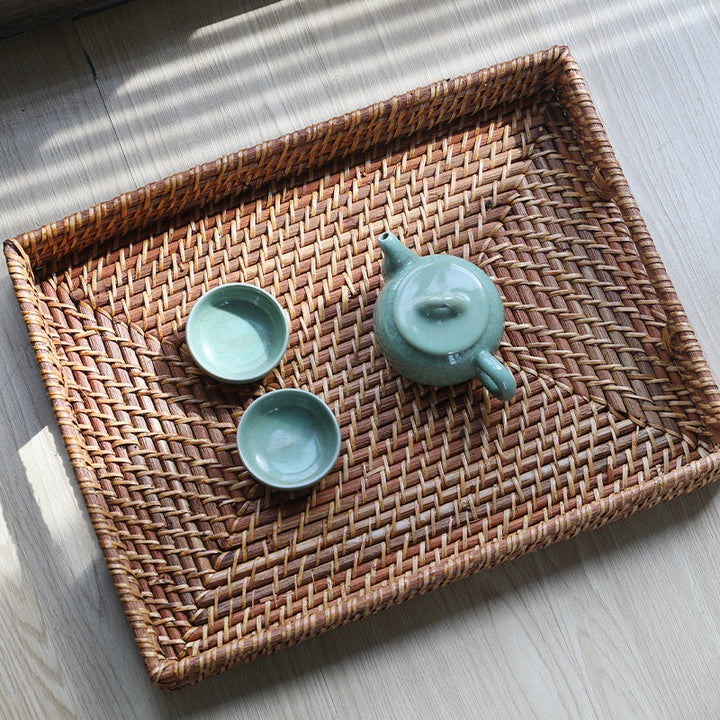 Handwoven Serving Tray with Ergonomic Handles Kalsten