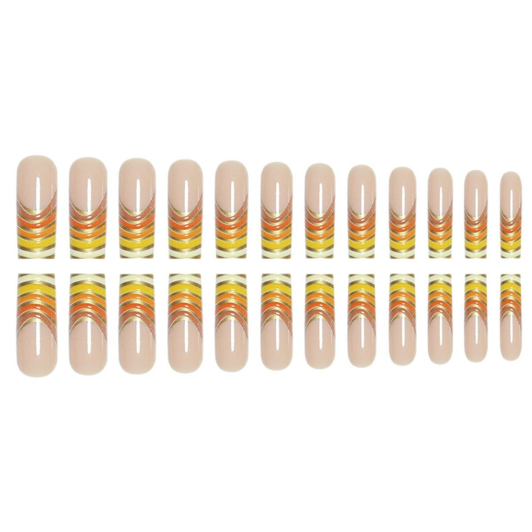 Striped French Tip Press-On Nails Kalsten