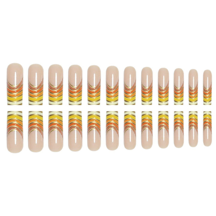 Striped French Tip Press-On Nails Kalsten