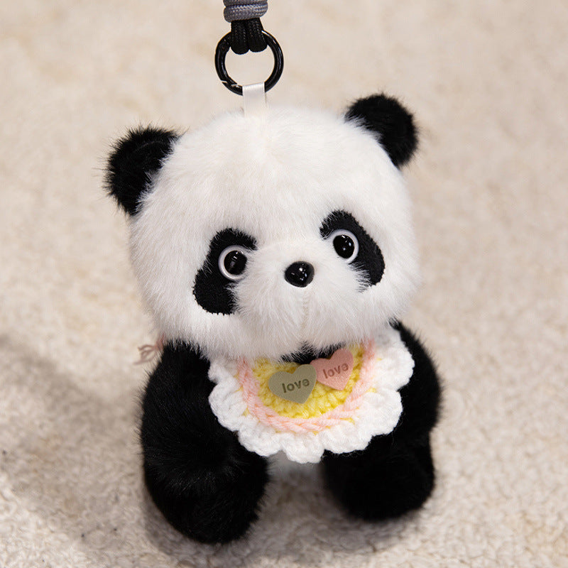 Plush Penguin Decorative Bag Charm with Crochet Bib and Spring-Loop Clip Kalsten
