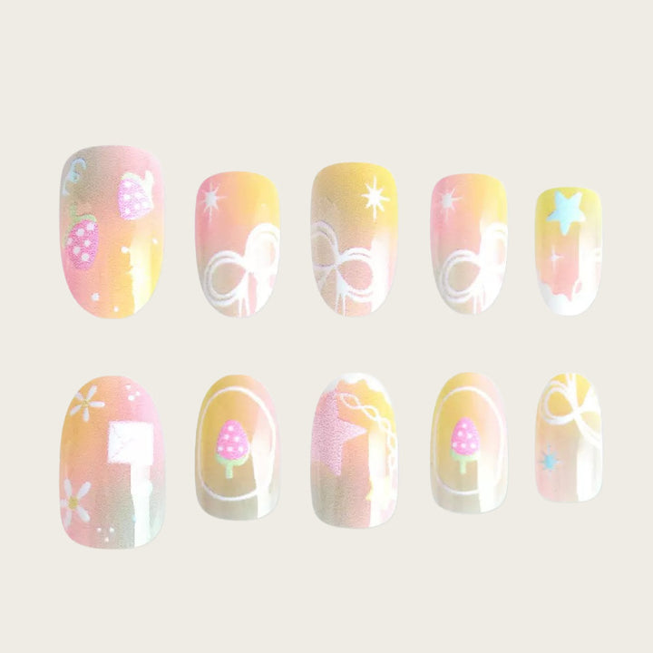Creative artificial nails with colorful designs Kalsten