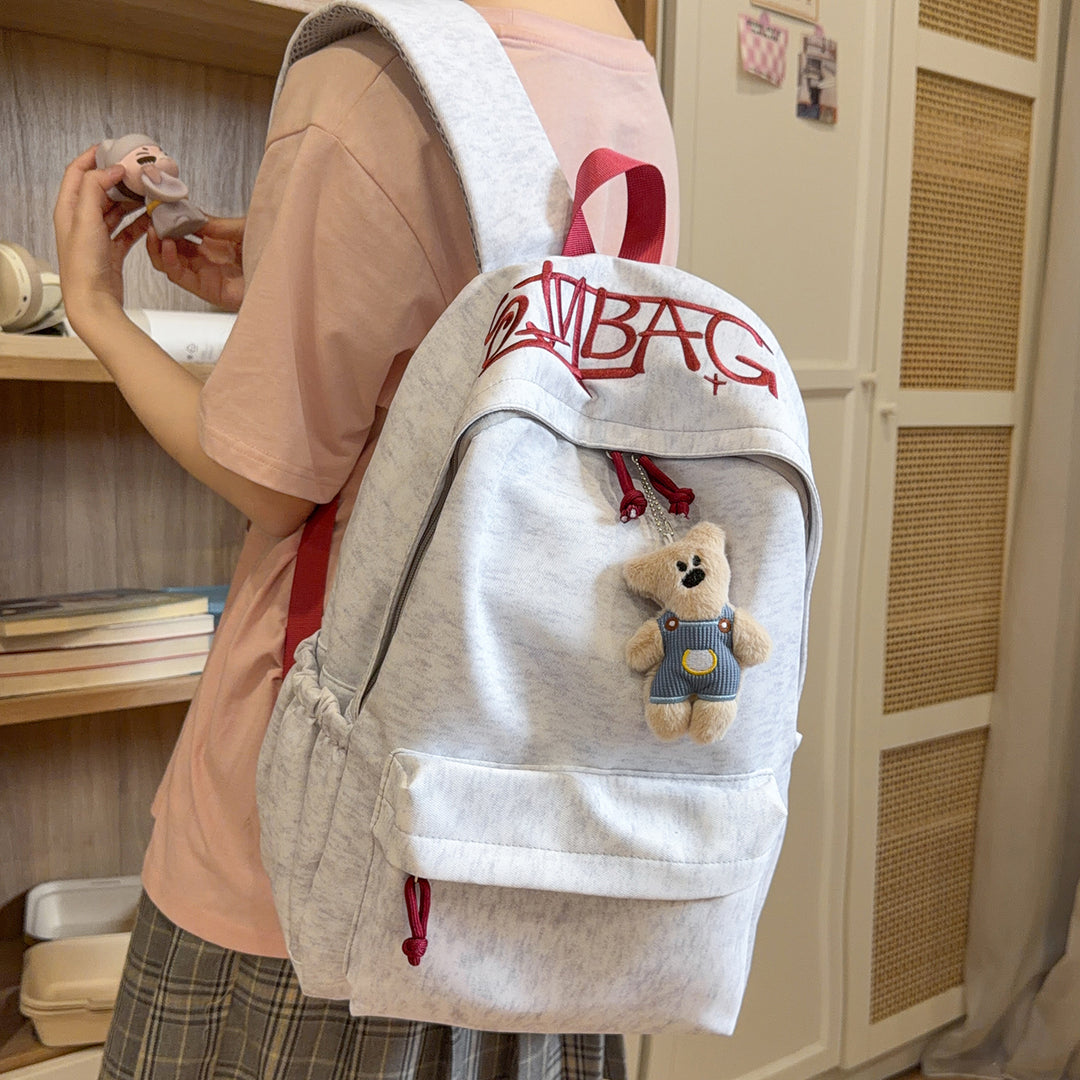 Casual Backpack with Cute Plush Keychain Kalsten
