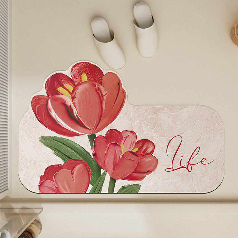 Floral-Themed Non-Slip Bath Mat