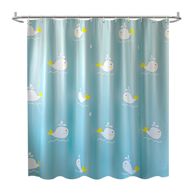 Playful Whale Theme Shower Curtain Kalsten
