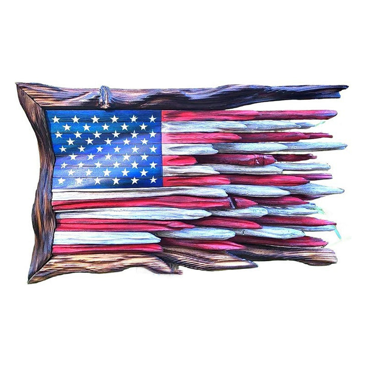 Unisex nan handcrafted rustic wall relief American flag made of driftwood Kalsten