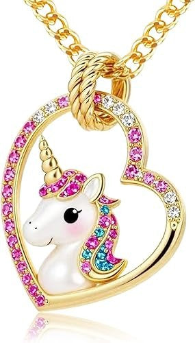 Heart-Shaped Unicorn Pendant Necklace Kalsten