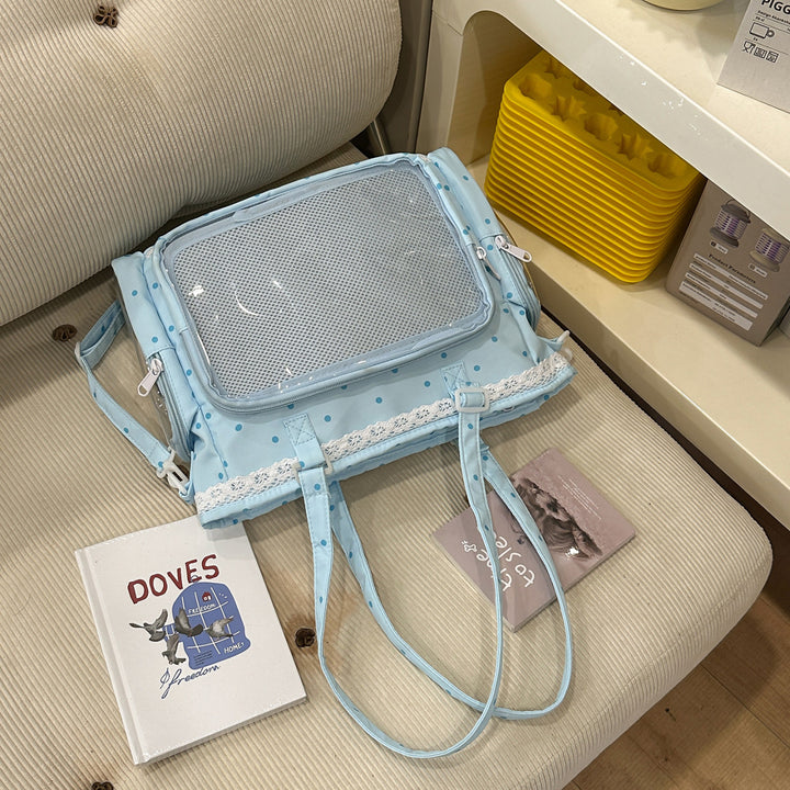 Handbag with Transparent Compartment Division and Playful Application Design Kalsten