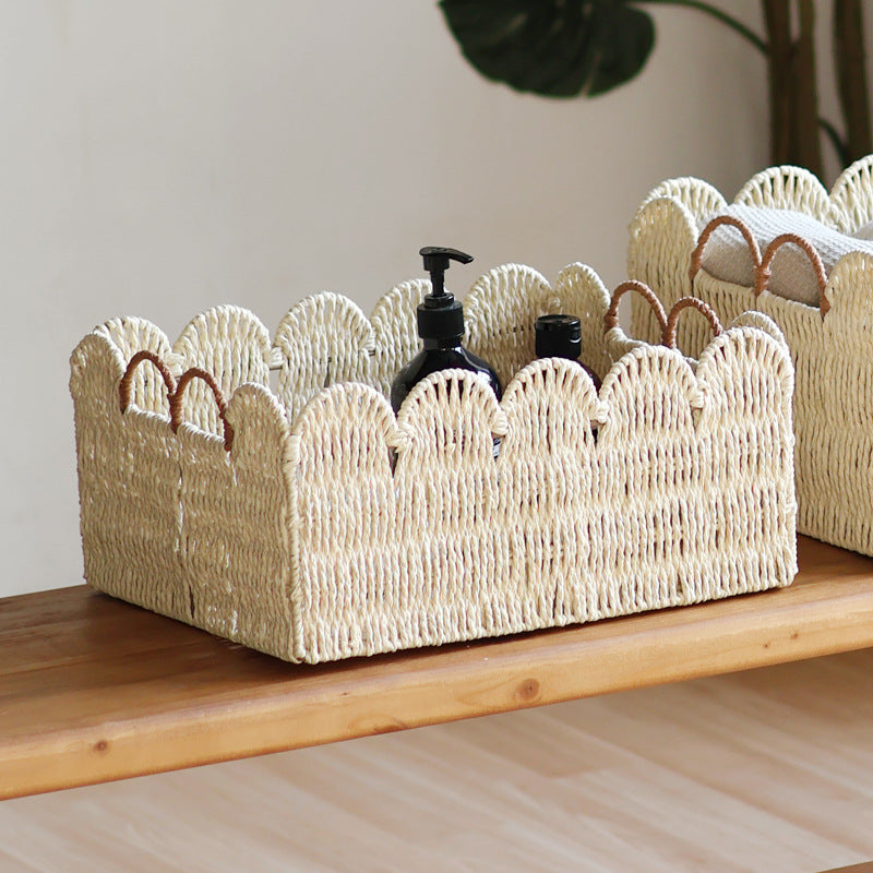 Handcrafted storage basket with wave edge Kalsten