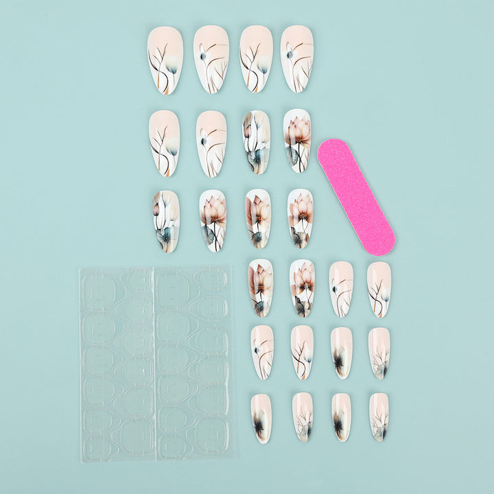 Artificial nail set with floral and artistic motifs Kalsten
