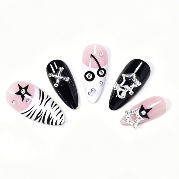 Decorative Press-On Nail Art Tips with Unique Accents Kalsten