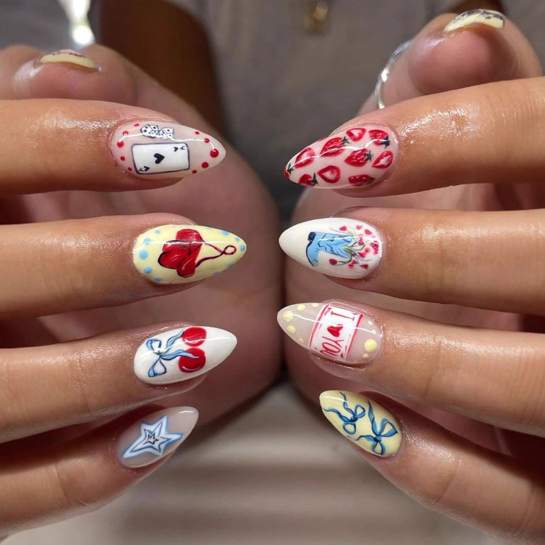 Art nail set with playful motifs and creative designs Kalsten