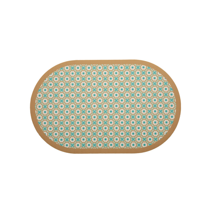 Oval wipeable placemat with embossed tulip pattern and non-slip underside Kalsten