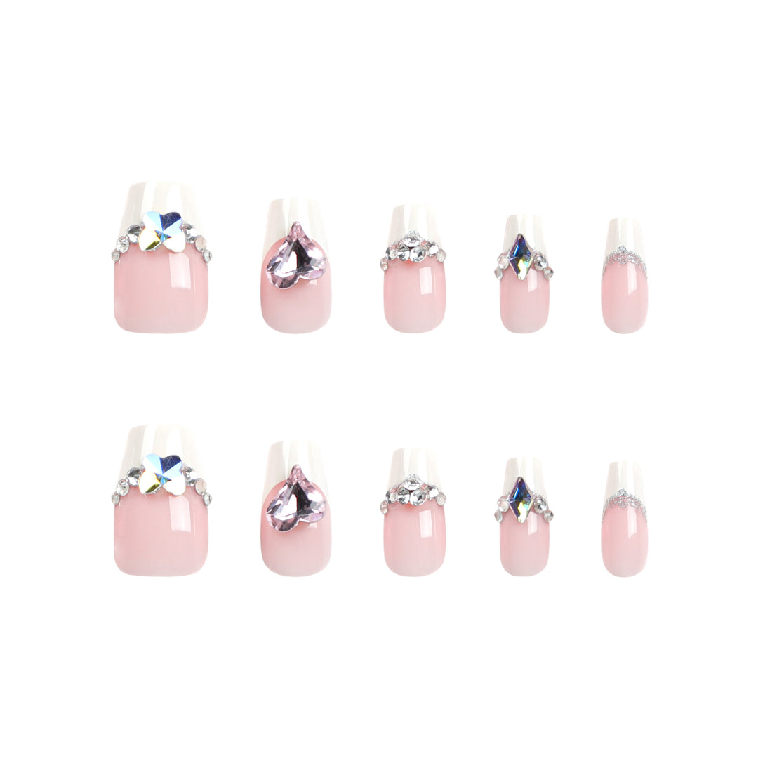Artistic Nail Extensions with Gemstone Decorations Kalsten