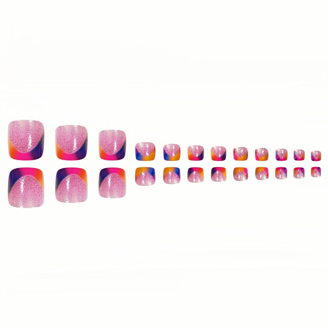 Vibrant Geometric Press-On Toe Nails Kalsten