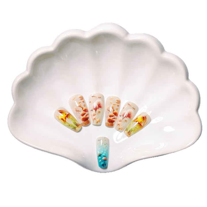 Artificial nails with maritime underwater motif Kalsten