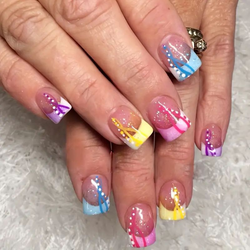 Decorative French Tip Nail Art Enhancements Kalsten