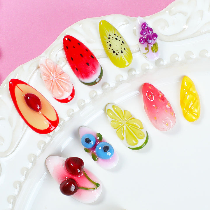 Creative nail art set with colorful fruit designs Kalsten