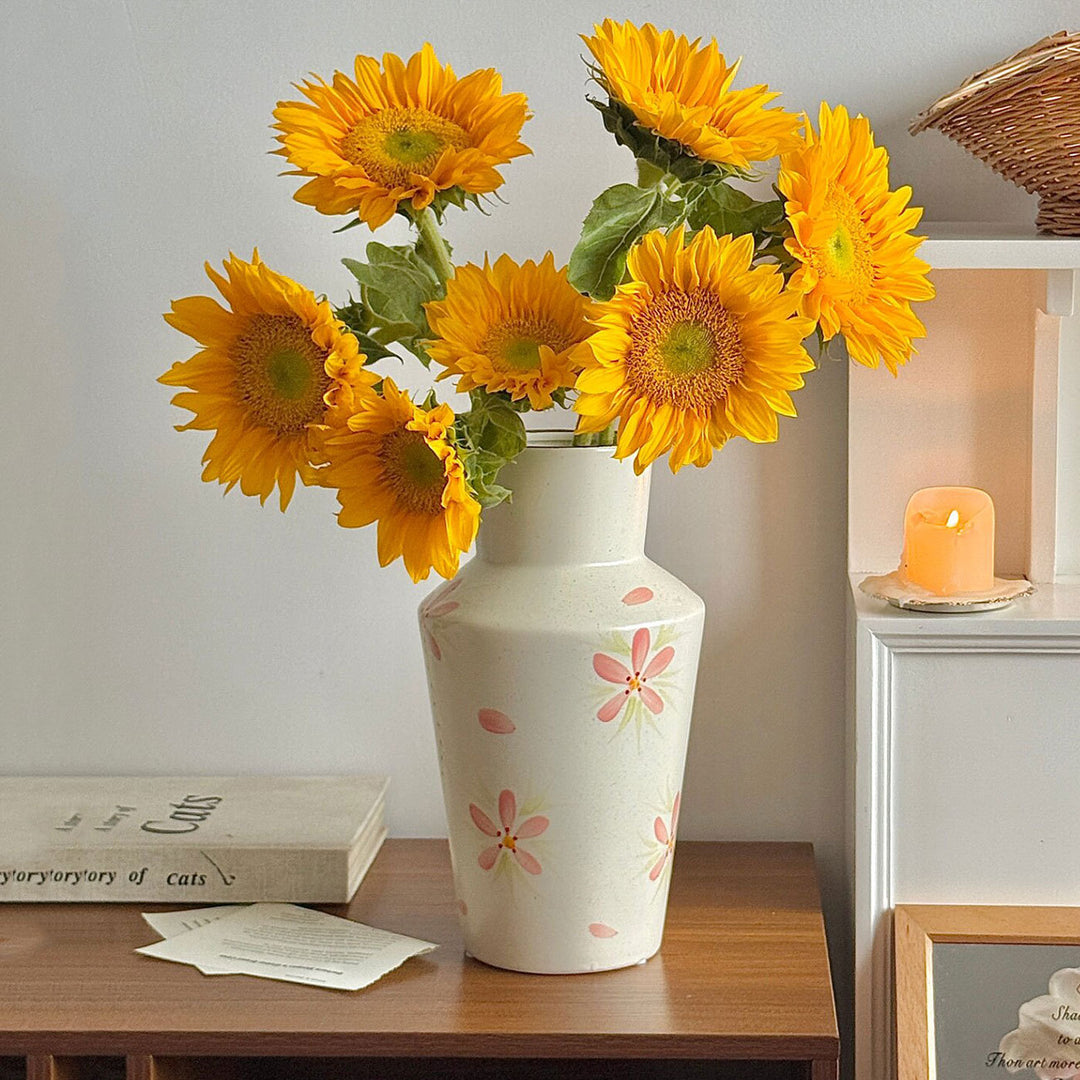 Floral-Decorated Ceramic Flower Vase