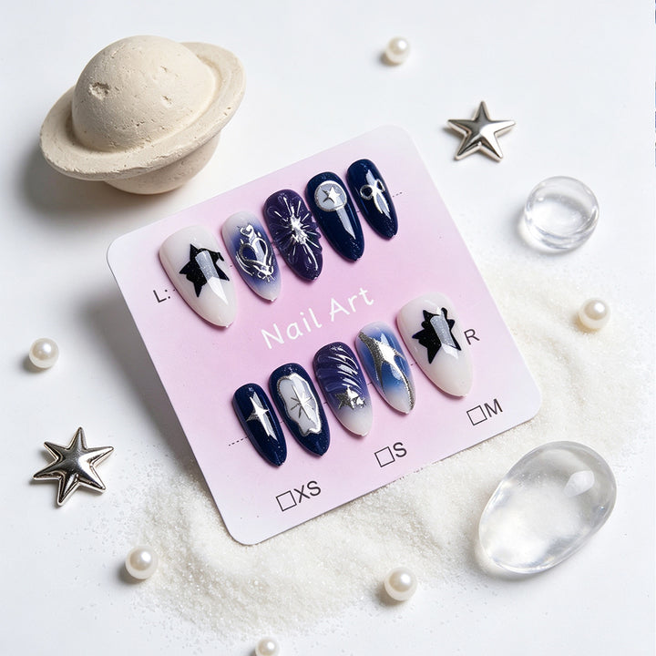 Acrylic nail set with stylish designs Kalsten