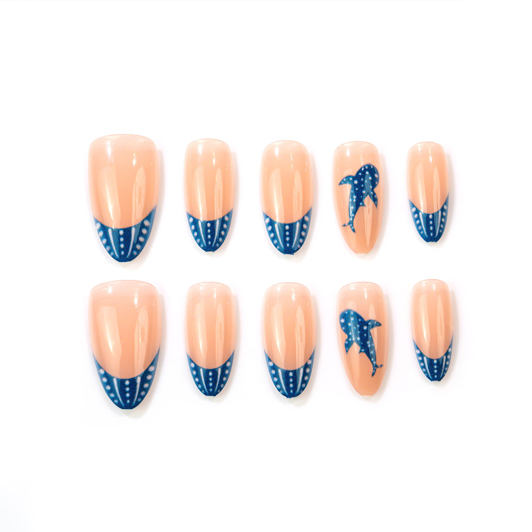 Artistic Dolphin-Themed Press-On Nail Art Set Kalsten