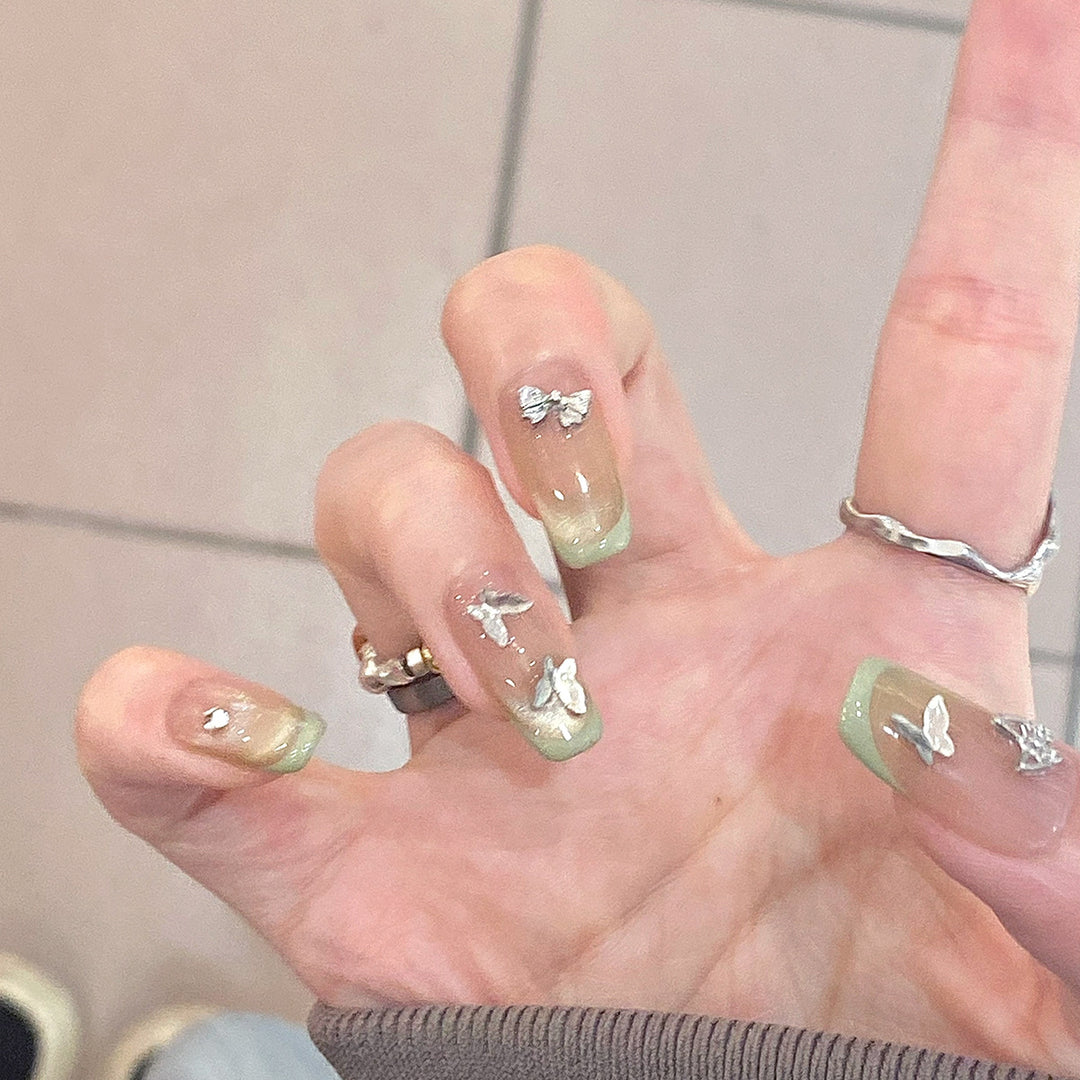 Elegant Artificial Nails with Butterfly Design Kalsten